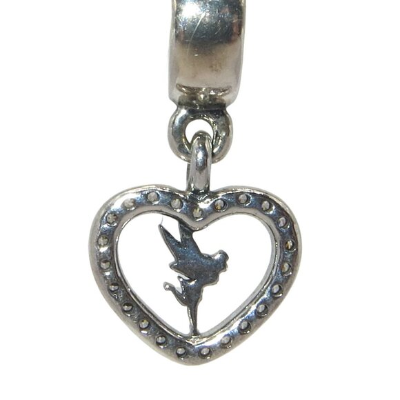Pandora Rare! Peter Pan Love Tinkerbell Clear CZ & SS .925 Charm 791565CZ - Picture 3 of 7